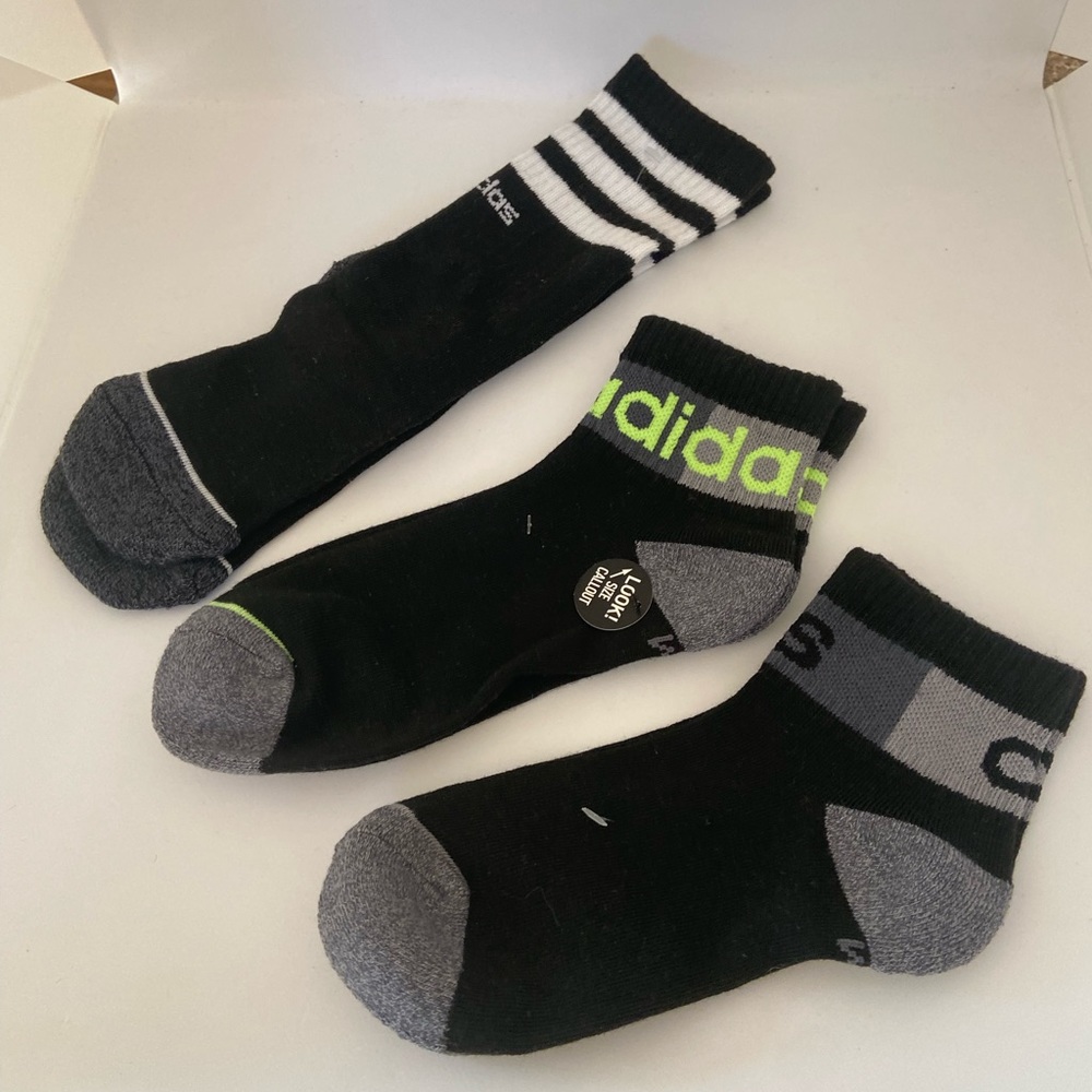 (3) Adidas kids Crew Socks